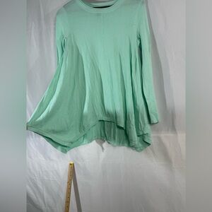 Women's TEAL Small Rayon/ Nylon Asymmetrical Light Blue Shirt Layering Flowy